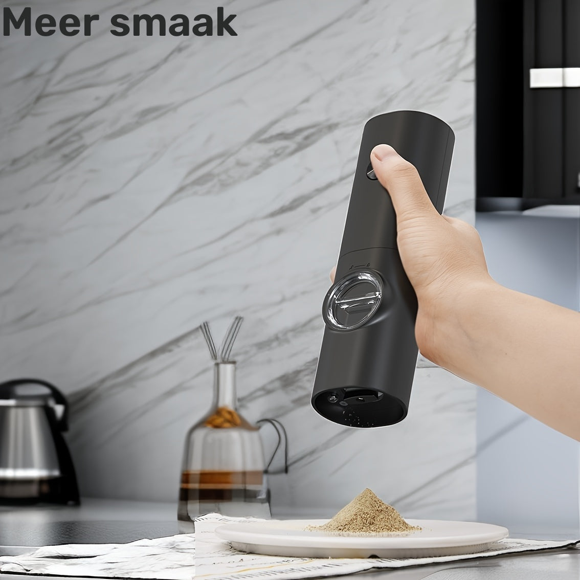 Elektrische Zout- En Pepermolen Set, Automatische Zout- En Pepermolen Navulbaar Met Basis, 2 Verstelbare Grofheid Molens, Eén Handbediening, LED-licht