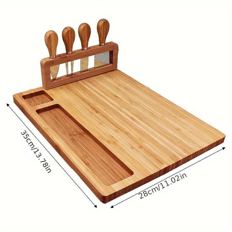 1 set, Kaasplank, Bamboe Kaasplank, Creatieve Kaasplank, Serviesset, Kaasschaal, Houten Snijplank, Snijplank, Kaassnijplank, Bamboe Houten Bord, Keukenspullen