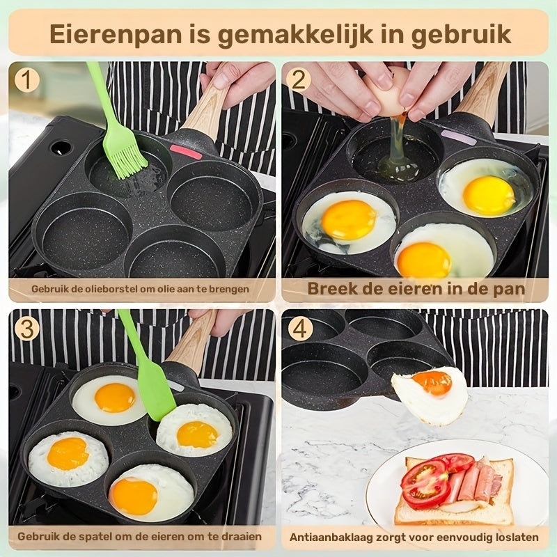 4-gat Non-stick Koekenpan - Maifan Coating