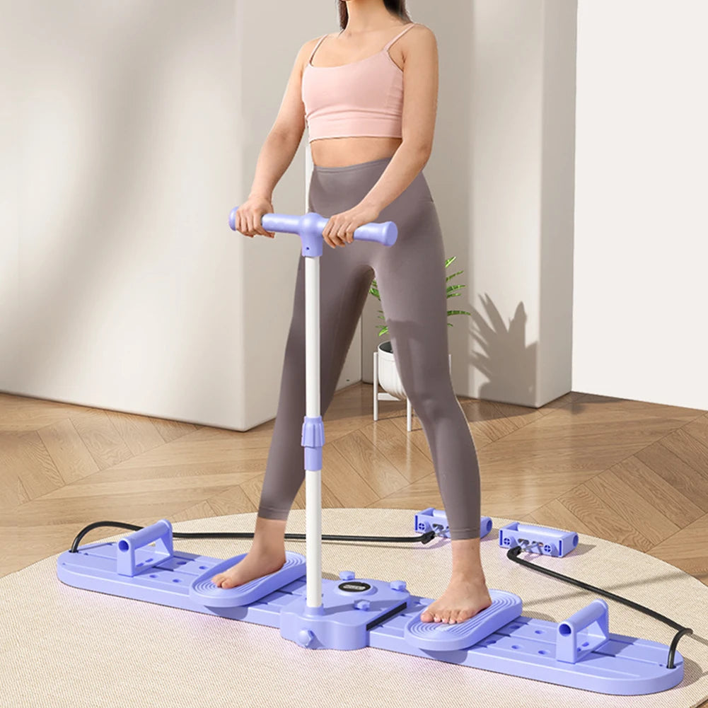 Opvouwbare fitness skimachine – skitrainer met handvat en trekkoord