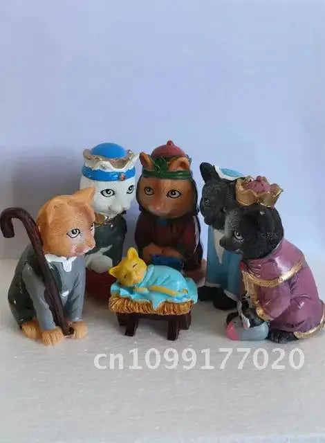 Kerststal koninklijke kattenkerstdecoratie