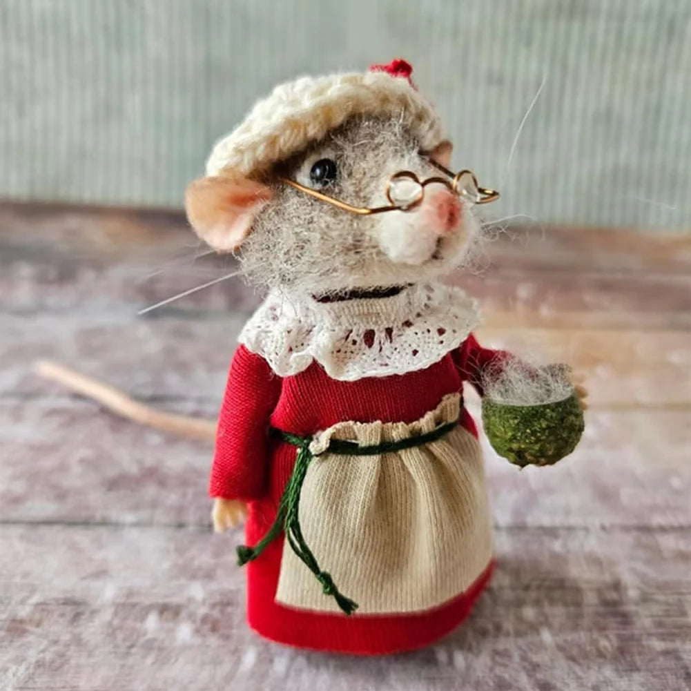 Muizenpop Kerst β Met de hand gemaakte vilten muisdecoratie