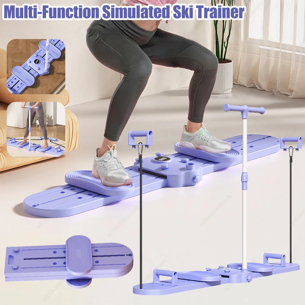 Opvouwbare fitness skimachine – skitrainer met handvat en trekkoord
