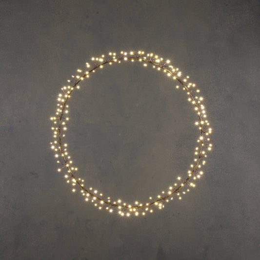 Wreath Black Warm White 150Led Ip44 - D40Cm