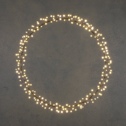 Wreath Black Warm White 210Led Ip44 - D50Cm