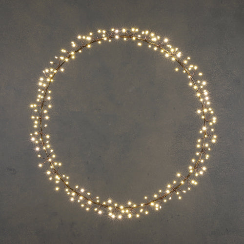 Wreath Black Warm White 210Led Ip44 - D50Cm