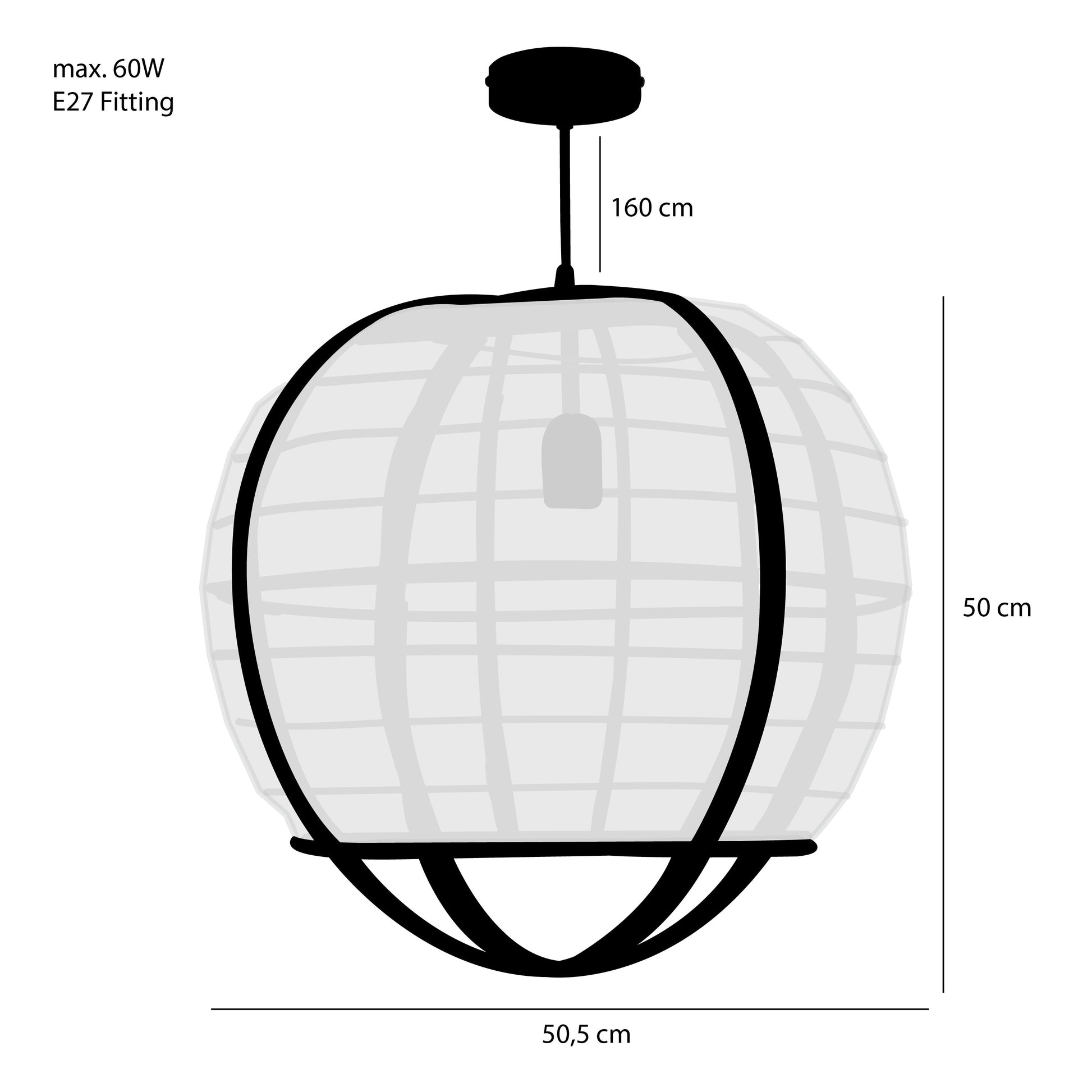 Pella Hanging Lamp Beige 60W-E27 - H50Xd50,5Cm