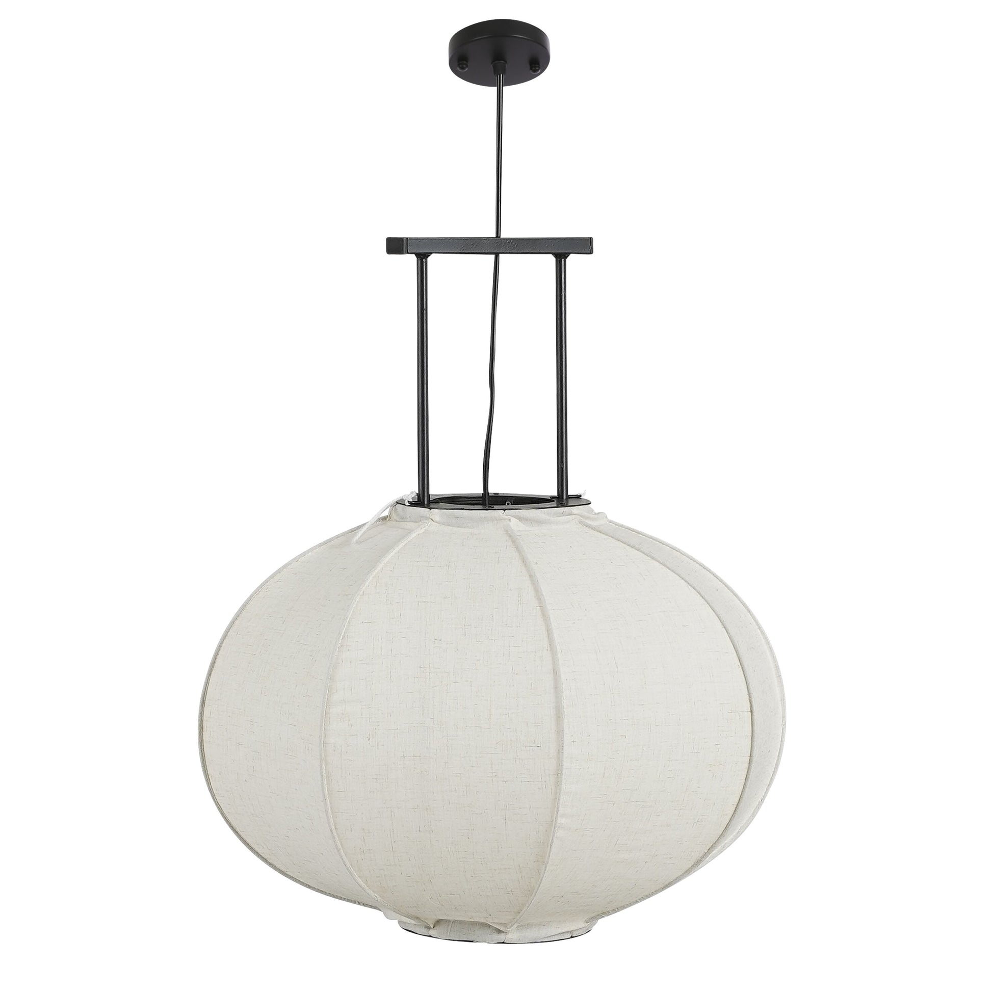 Pego Hanging Lamp Off White Frame Black 60W-E27 - H54,5Xd50Cm