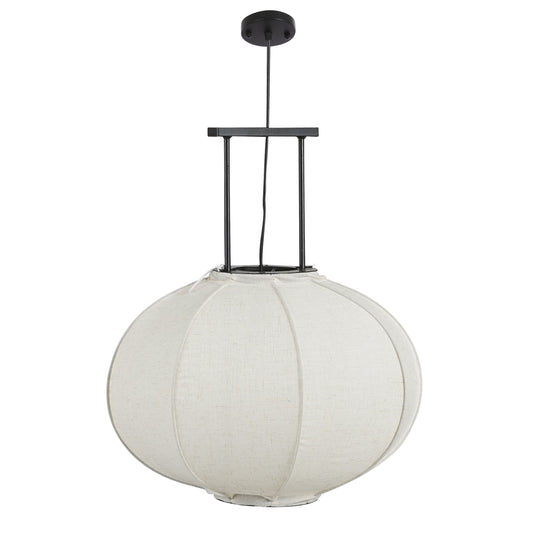 Pego Hanging Lamp Off White Frame Black 60W-E27 - H54,5Xd50Cm