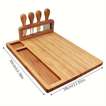 1 set, Kaasplank, Bamboe Kaasplank, Creatieve Kaasplank, Serviesset, Kaasschaal, Houten Snijplank, Snijplank, Kaassnijplank, Bamboe Houten Bord, Keukenspullen