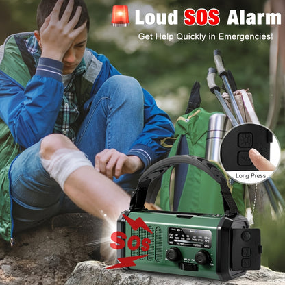 Noodradio met dynamo, zonnepaneel & 10 000 mAh powerbank