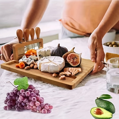 1 set, Kaasplank, Bamboe Kaasplank, Creatieve Kaasplank, Serviesset, Kaasschaal, Houten Snijplank, Snijplank, Kaassnijplank, Bamboe Houten Bord, Keukenspullen