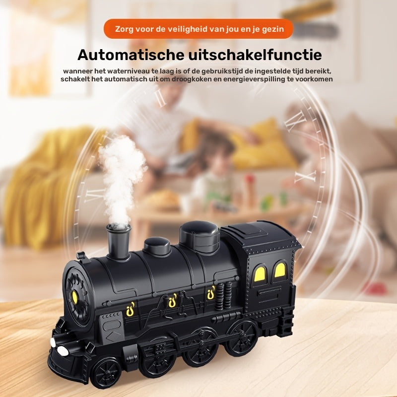 Vintage Stoomtrein Essentiële Olie Diffuser - Ultrasone Luchtbevochtiger met LED Verlichting
