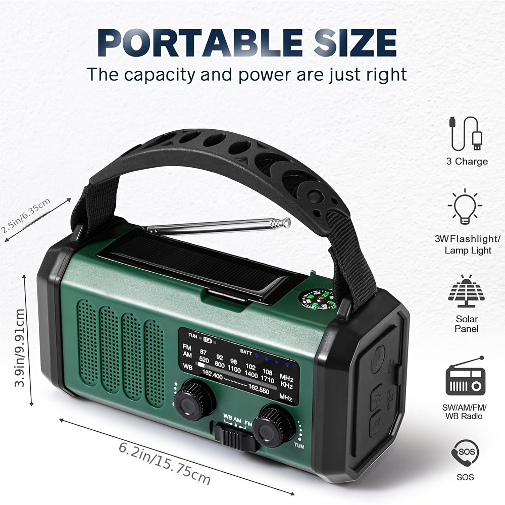 Noodradio met dynamo, zonnepaneel & 10 000 mAh powerbank
