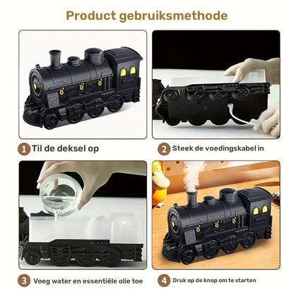 Vintage Stoomtrein Essentiële Olie Diffuser - Ultrasone Luchtbevochtiger met LED Verlichting
