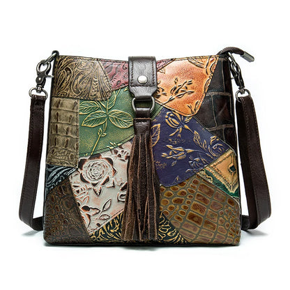 Patchwork leren schoudertas – uniek, stijlvol & duurzaam