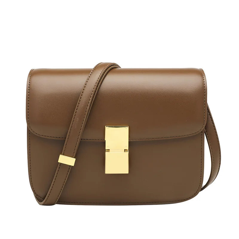 Echt leren vrouwentas – retro vierkante handtas en crossbody