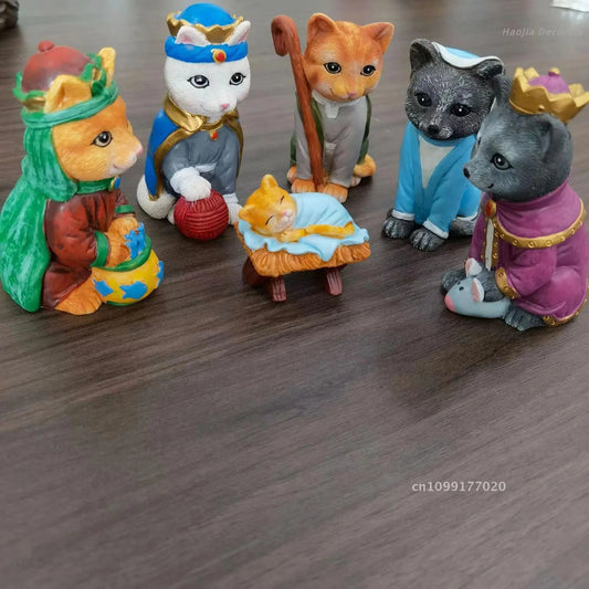 Kerststal koninklijke kattenkerstdecoratie