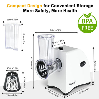 5-in-1 elektrische groentesnijder en kaasrasp