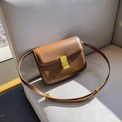Echt leren vrouwentas – retro vierkante handtas en crossbody