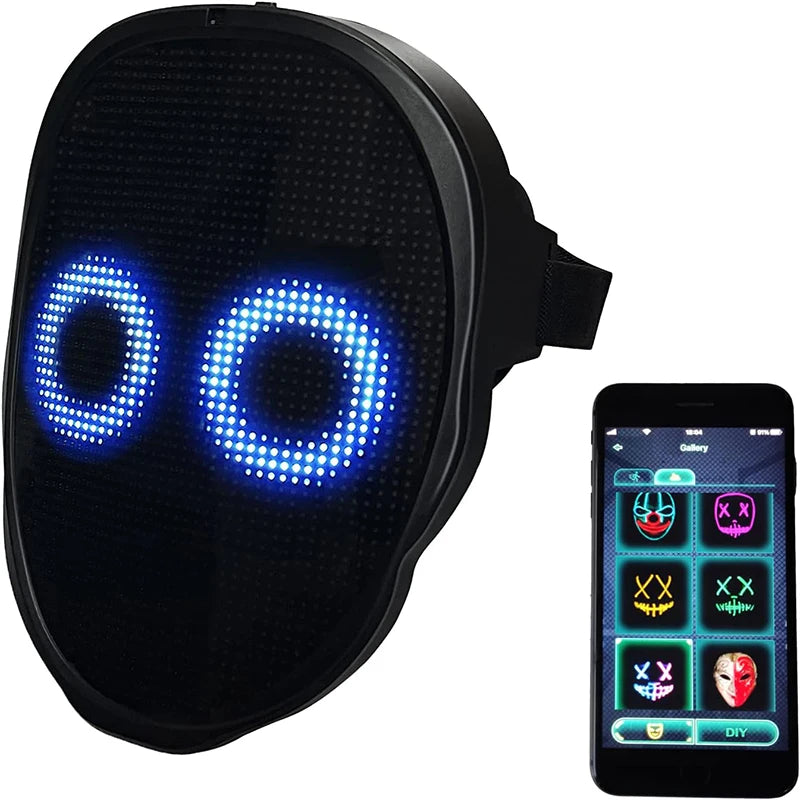 Party LED light up masker – programmeerbaar Bluetooth gezichts­masker met gebaarbediening