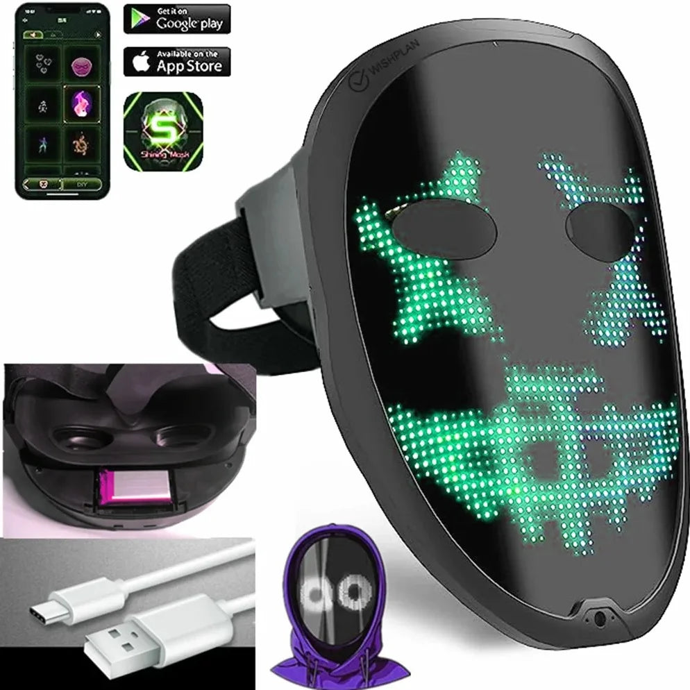 Bluetooth rgb led masker – halloween, kerst & carnaval