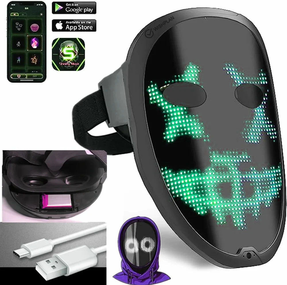 Bluetooth rgb led masker – halloween, kerst & carnaval
