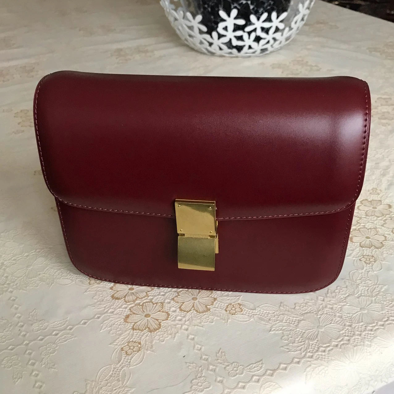 Echt leren vrouwentas – retro vierkante handtas en crossbody